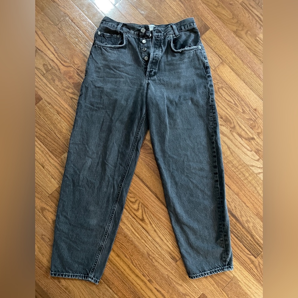 Agolde Women's Black/Gray Tapered Baggy Jeans